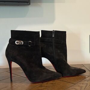 Christian Louboutin Black Suede Heeled Boots